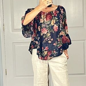 Denim & Supply Ralph Lauren cotton gaze peasant blouse top size M